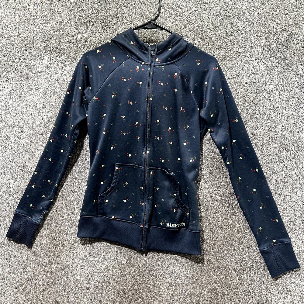 Burton Columbo Dry Ride Hoodie Sweatshirt Womens XS Navy Floral Full Zip